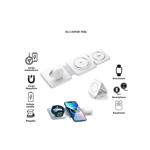 Cargador Inalámbrico 3 en 1 Plegable de 3ra. gen. Magsafe Blanco