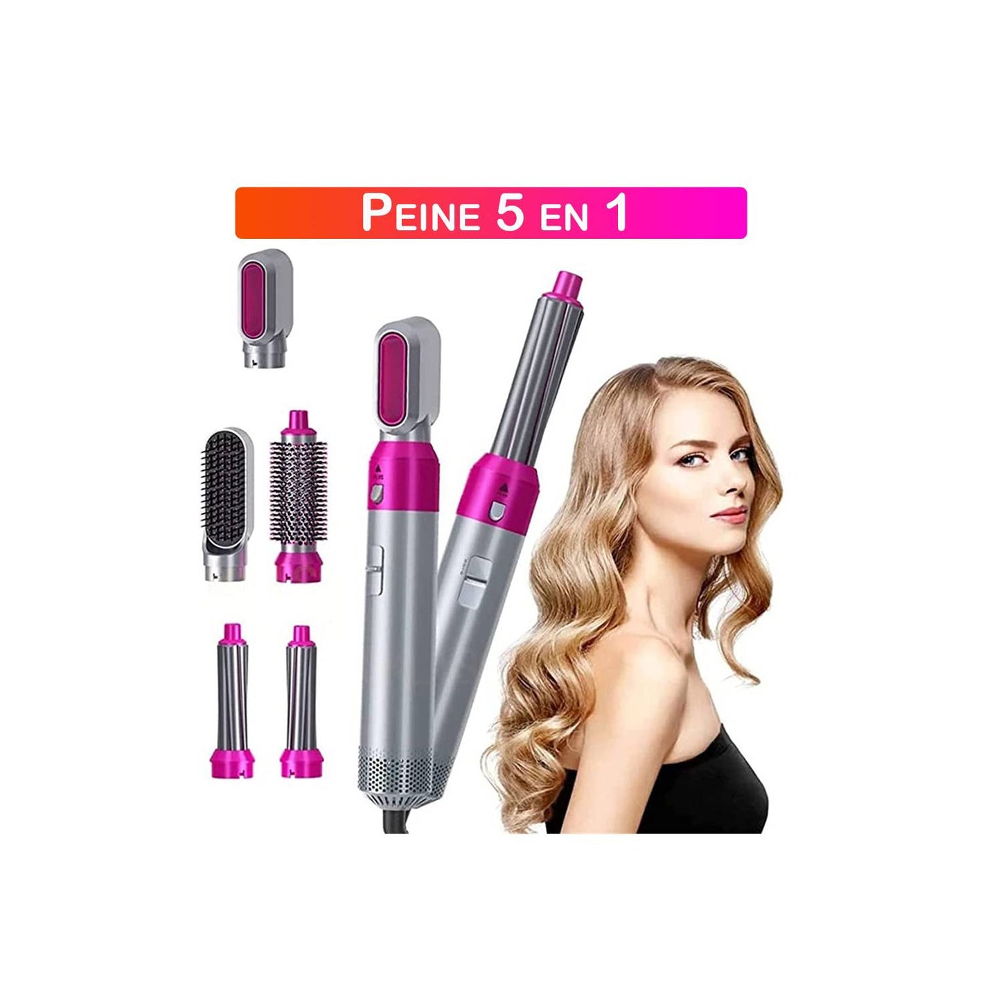 Peine Cepillo Rizador Multifuncional Secadora De Cabello 5 En 1